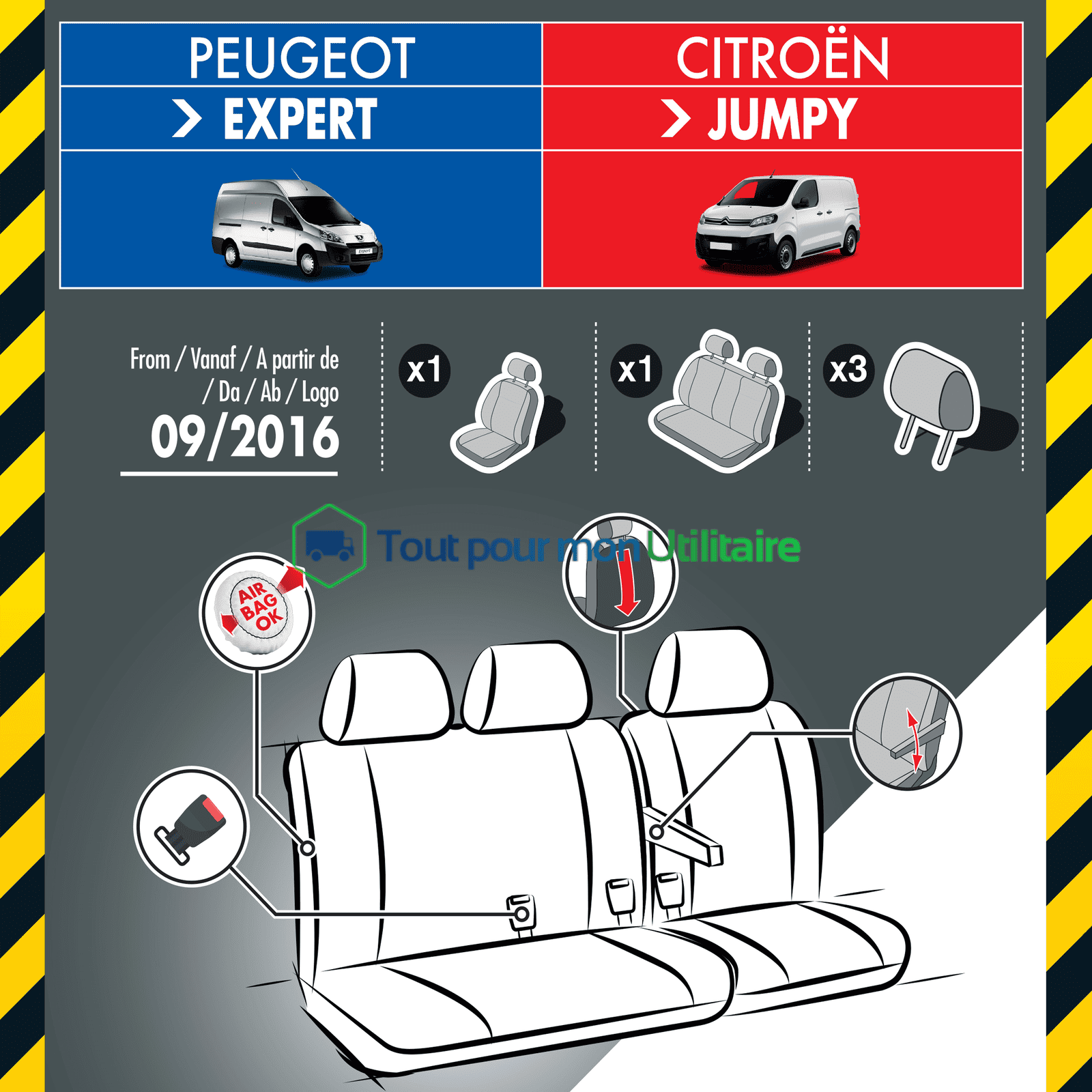 Housse siège utilitaire Peugeot Expert - Housse Auto