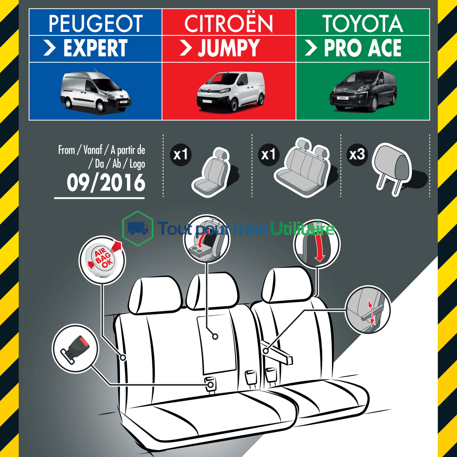 Housses de siège pour Peugeot Expert 3